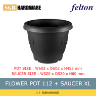 FELTON FLOWER POT 112 - XL AND FELTON FLOWER POT SAUCER XL