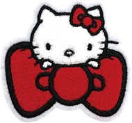 Tees Factory Sanrio Characters Mokomoko Embroidery Sticker Kitty Ribbon Approx. H6 x W 8.3 cm or abo