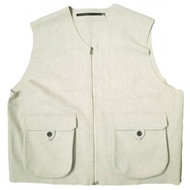 my beautiful landlet 2024秋冬日本製造 Melton 布料拉鍊背心，WM13-BS242131，1碼，燕麥色，男女通用上衣 [全新] [二手] [my beautiful la