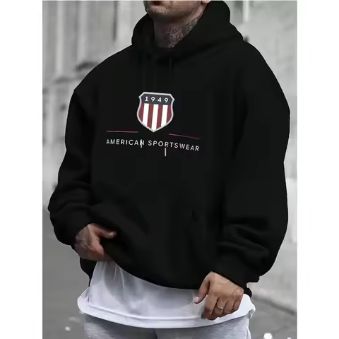 2025 Men's Hoodie Warm Men's Sportswear Fashion Street Casual Men's Loose Cool 1949 Printed Hoodie H