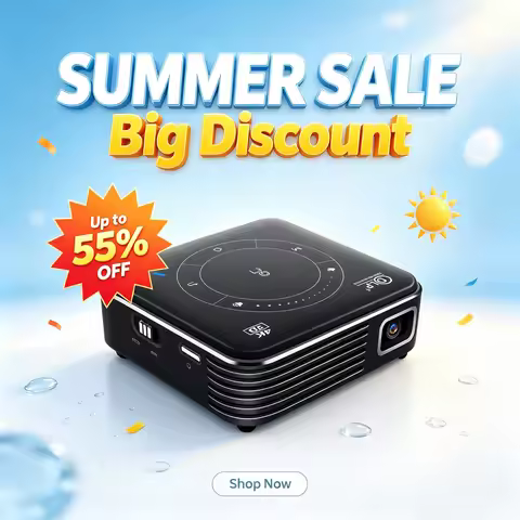 VIVICINE P11 Mini Portable Projector Android 9.0 DLP 4K Support Pocket 3D WiFi BT Battery 1.5H Power