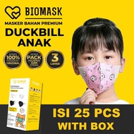 BIOMASK Masker Duckbill Anak 1 Box 25 Pcs Earloop Masker Anak Kids