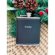 Personalised drinking flask, leather flask for men,  Liquor Whiskey Alcohol Flask, embossed leather 