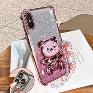 9 i Pretty Bear Bracket Lanyard Plating Phone Case For Redmi 15A 15C 9C 9Prime 9A 9i 9 9ASport 9AT 9