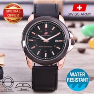 Swiss Army - Jam Tangan Pria - Body Rose Gold - Black Dial - Black Leather Strap - SA-RG3821C-TGL-Ku
