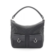 【二手】Gucci GG尼龍單肩包 293581 黑色尼龍皮革單肩包 女士二手 B