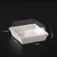 Idopackage - (กล่องฝาใส-สีขาวและน้ำตาล) กล่องเค้ก กล่องเค้กฝาใส กล่องแซนวิช เบเกอรี่ มี 3 ขนาด แพ็คละ 10 ใบ