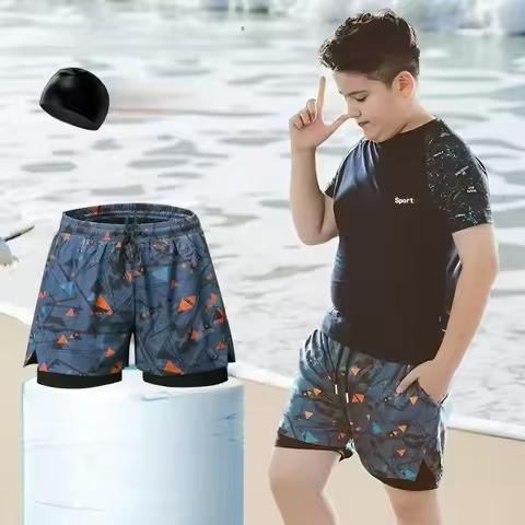 17-67kg Plump Children's Swimsuit Boys' Summer Split 3pcs Set Plus Size Teen Boys Swimsuit Young Kid