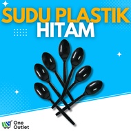 Sudu Garfu Plastik Hitam Dessert Spoon (100pcs)