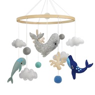 Baby Crib Mobile Felt Animals Baby Mobile for Crib Whale Ocean Theme Crib Mobile Nursery Hanging Dec