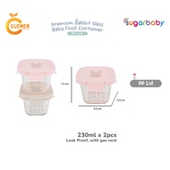 Sugar Baby Premium Rabbit Glass Baby Food Container PP Lid 2pcs BPA FREE (Baby Bowl Container)