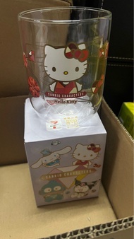 7-eleven 711 Sanrio hello kitty幻鑽雙層玻璃杯