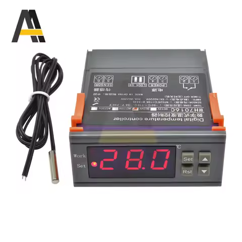 WH7016C Thermostat DC 12V 24V AC 220V 110V 90V-250V Wide Voltage NTC Red Display Temperature Control
