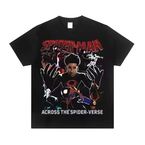 Marvel Spider-Man Across The Spider-Verse Multiverse Print T Shirt Men Women Cotton Short Sleeve Tee