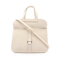 HERMES Halzan 31 斜背單肩手提包 Taurillon Clemence craie 二手 SHW