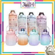 2000ml Water Bottle with reminder time Tumbler with straw scale big bottle 2Liter 2litre gym bottle 