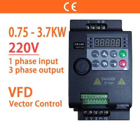 220V 0.75KW/1.5KW/2.2KW/3.7KW 1HP/2HP/3HP/5HP Economical VFD Variable Frequency Drive Converter for 
