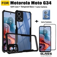 For Moto G34 Acrylic Phone Case Moto G45 G54 Tempered Glass Moto G24 G64 G04 G04S G24 Power Screen P