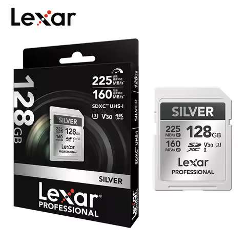 Lexar Silver SDXC UHS-I Card V30 U3 4K 60P UHD SD Card 64GB 128GB 256GB 512GB 1T for Camera Max 225M