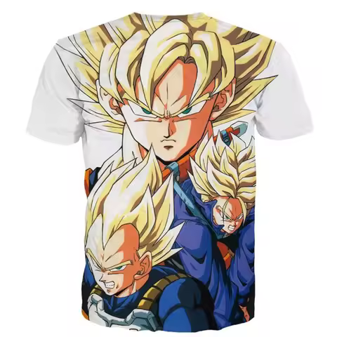 Japanese Anime Dragon Ball Z Summer Print Goku Vegeta Trunks Super Saiyan Heroes Cool T-Shirt Kids A