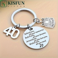 KISFUN Stainless Steel Key Chain, 18th 30th 40th 50th 60th Cake Pendant Birthday Gifts Keychain, Bir