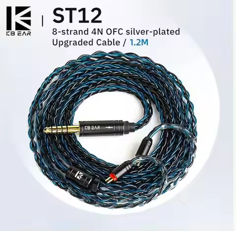KBEAR ST12 8 core HiFi Earphone 4N OFC silver-plated Upgraded Cable 3.5/4.4mm MMCX/0.78mm 2Pin for L