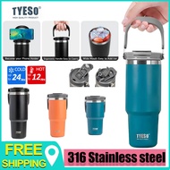 Tyeso Insulated Tumbler Hot And Cold with Straw Handle Stainless Steel Water Bottle 900ML
