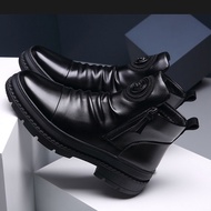 Fashion รองเท้าหนังกลับ รองเท้าผู้ชายรองเท้าบูทมอเตอร์ไซค์แฟชั่นสำหรับผู้ชาย รองเท้าหนังซิปข้างBoots รองเท้าหนังผู้ชาย สีดำ รองเท้าบูทสั้น