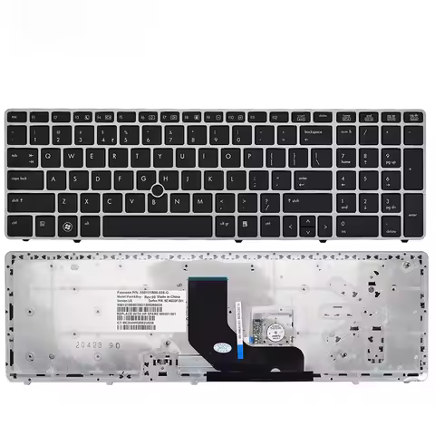 New Laptop Keyboard for HP Elitebook 8560P 8570P, Probook 6560B 6570B Series Sliver Black Frame with