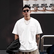 320gsm Heavy Short-Sleeved T-Shirt Men's Summer Vintage Half-Sleeve Pure Cotton Tees White Tops for 