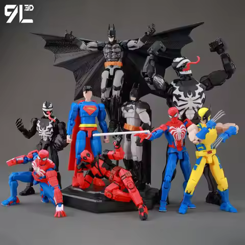 9L3D Printed Deadpool Wolverine Batman Spider-Man Venom Action Figures Dummy13 Lucky13 T13 Anime Mod