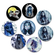 Burton's Corpse Bride Pins Round Cartoon Brooches for Backpack Cothes Accessories Anime Collection B