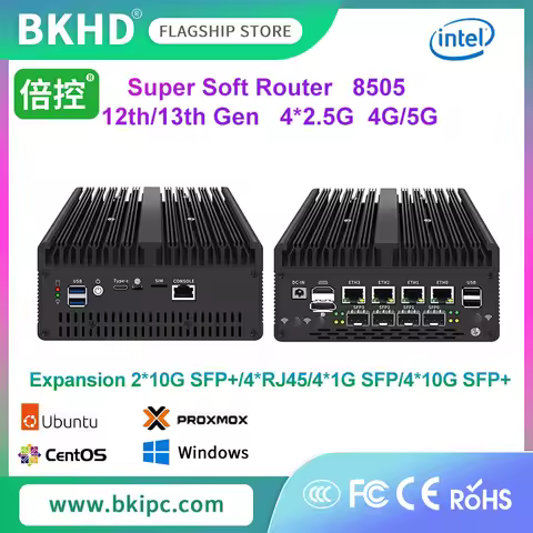 BKHD OEM Mini PC 4*2.5G With 4*10G SFP Ports 2*M.2 PCIE Support Intel 8505 I3 I5 I7 12th 13th Gen WI