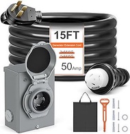50FT 50 Amp Generator Cord: Upgrade Heavy Duty Generator Extension Cord STW 6/3+8/1 Gauge ETL Listed