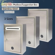 ECYOU Mailbox, with Locks 3 Sizes Letter Box,  Waterproof Stainless Steel Ballot Box Outdoor