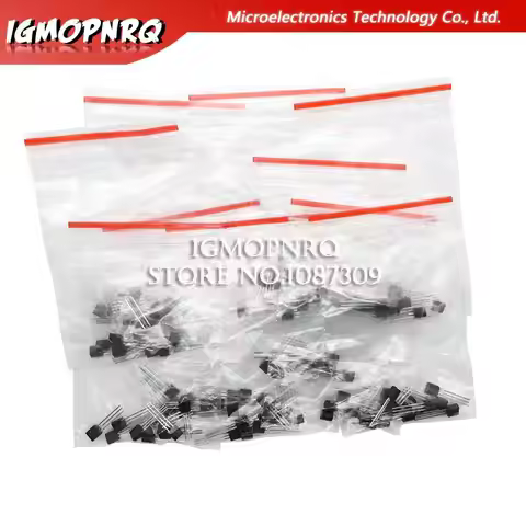 100PCS BC337 BC327 2N2222 2N2907 2N3904 2N3906 S8050 S8550 A1015 C1815 10Values Transistors set Pack