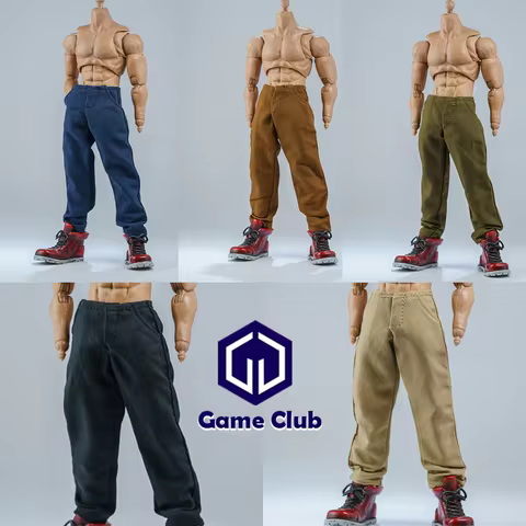 1/12 Scale Male Solider Trendy Loose Jeans Straight Leg Cargo Pants Casual Trousers For 6'' FRS NW G