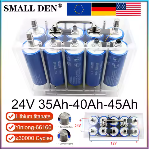Yinlong 24V 45Ah 40Ah 66160 Lithium titanate LTO battery For 12V E-boat Car starter Speaker Adjustab