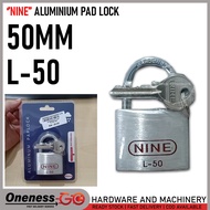 ''NINE'' ALUMINIUM PAD LOCK -50MM -L-50