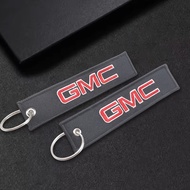 For GMC Yukon Terrain Sierra Hummer Ev Canyon Acadia Savana Denali AT4 Car Emblem Embroidery Keychai