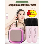 [3D Surround Sound]Mini Portable Wireless Mic Bluetooth Small karaoke Speaker family KTV easily conn