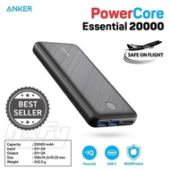 Anker PowerCore Essential 20000 mAh Power Bank Portable Charger with PowerIQ Technology and USB-C (Input Only) High-Capacity External Battery Pack Compatible with iPhone Samsung iPad