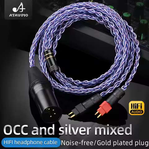 ATAUDIO HiFi Headphone Cable OCC Mixed Silver HD650 Earphone Cable for HD25 HD580 HD600s HD600