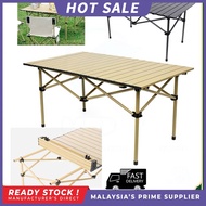 【Happyqy】Foldable Camping Table Portable Folding Meja Outdoor Garden Picnic Table Egg Roll Table Alu
