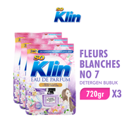 [Paket isi 3] So Klin Eau de Parfum Powder Detergent Fleurs Blanches No.7 720gr