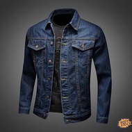 ✦Ready Stock✦ jaket lelaki motorcycle Jekat Spring and autumn blue vintage denim jacket men's casual versatile cargo jacket Korean version slim handsome jeans