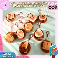 GANTUNGAN FAST FOOD BURGER DOLL COIN WALLET KEYCHAIN CUTE UNIQUE BURGER COLA POUCH DOLL WALLET KEYCH