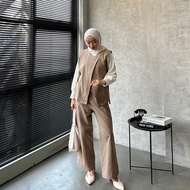 YEPPUOUTFIT - Minju Oneset | Basic Setelan Wanita Atasan Vest Unik dan Celana Panjang Kulot Lucu For