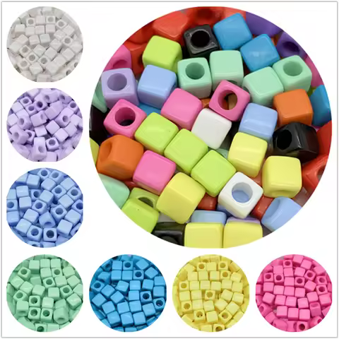 50pcs 7x7mm Square Shape Acrylic Spacer Beads For Jewelry Making DIY Handmade Bracelet Necklace