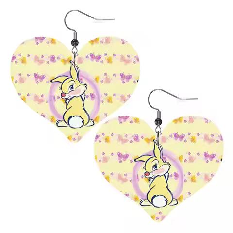 Custom Cartoon Bambi Anime Dangle Drop Earrings Leather Earrings for Women Fashion For Valentine's D